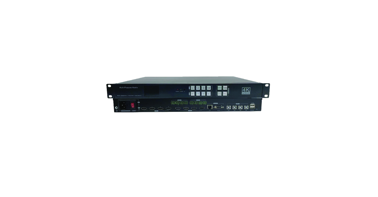 4x4 Seamless Matrix, Video Wall Controller & KVM Switch with Multiview and Scaler - AMPD-0404G